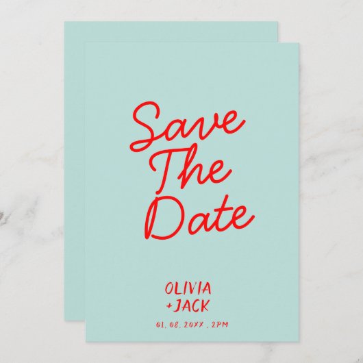 Retro Kleurrijk Helder Funky Uniek Modern Trouwen  Save The Date (Voorkant / Achterkant)