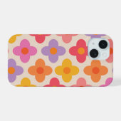 Retro Kleurrijk Hippie Mod Bloemen Patroon iPhone 15 Case (Achterkant horizontaal)
