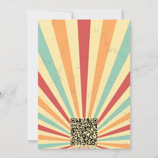 Retro Kleurrijk Met QR Huwelijksuitnodiging Kaart (Achterkant)