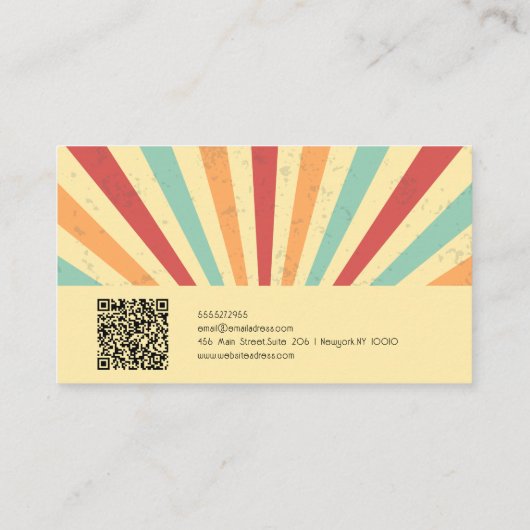Retro kleurrijk met QR Visitekaartje (Achterkant)