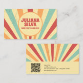 Retro kleurrijk met QR Visitekaartje (Voorkant / Achterkant)