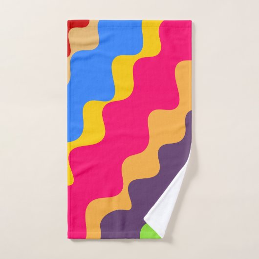 Retro kleurrijk schuin golvend patroon bad handdoek (Handdoek)
