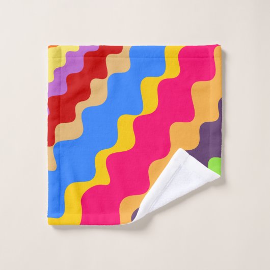 Retro kleurrijk schuin golvend patroon bad handdoek (Wasdoekje)