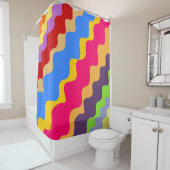 Retro kleurrijk schuin golvend patroon douchegordijn (In situ)