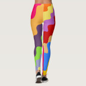 Retro kleurrijk schuin golvend patroon leggings (Achterkant)