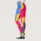 Retro kleurrijk schuin golvend patroon leggings (Links)