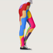 Retro kleurrijk schuin golvend patroon leggings (Rechts)