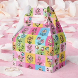 Retro Kleurrijk trendy Bloemen patroon Verjaardags Bedankdoosjes