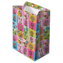 Retro Kleurrijk trendy Bloemen patroon Verjaardags