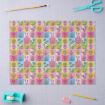 Retro Kleurrijk trendy Bloemen patroon Verjaardags