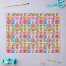 Retro Kleurrijk trendy Bloemen patroon Verjaardags Tissuepapier