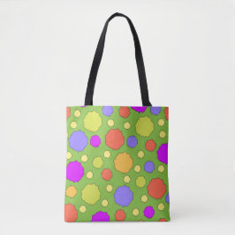 Retro kleurrijk vet helder stippenpatroon tote bag