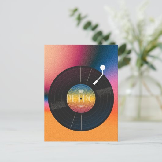 Retro kleurrijk Vinyl Briefkaart (Staand voorkant)