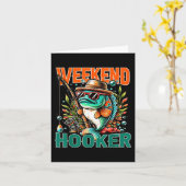Retro Kleurrijk Weekend Grappig Gevist Kaart (Gele Bloem)