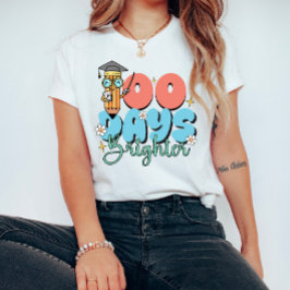 Retro kleurrijke 100 dagen helderder t-shirt