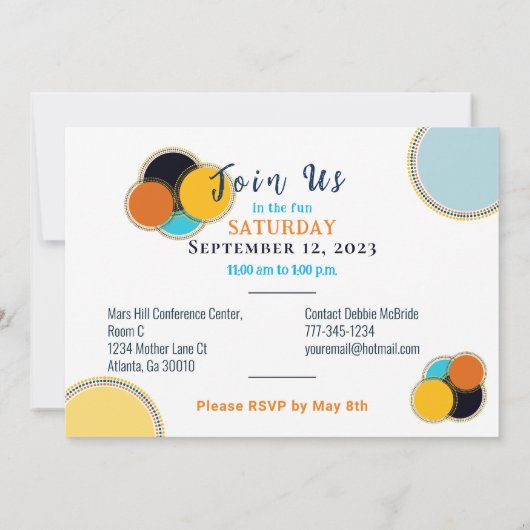 Retro Kleurrijke 70s 80s Verjaardag Uitnodiging (Achterkant)