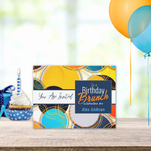 Retro Kleurrijke 70s 80s Verjaardagsfeest Aankondi Briefkaart