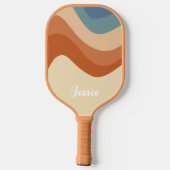 Retro Kleurrijke 70s Gebogen Strepen  Pickleball Paddle (Achterkant)