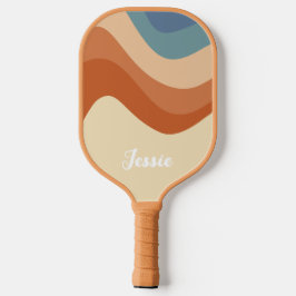 Retro Kleurrijke 70s Gebogen Strepen  Pickleball Paddle