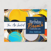 Retro Kleurrijke 80s verjaardag Brunch Aankondigin Briefkaart (Voorkant)