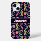 Retro Kleurrijke 90s  Geometrisch Gepersonaliseerd Case-Mate iPhone Case (Achterkant)