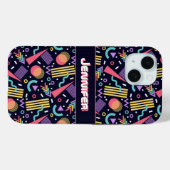 Retro Kleurrijke 90s  Geometrisch Gepersonaliseerd Case-Mate iPhone Case (Achterkant (horizontaal))