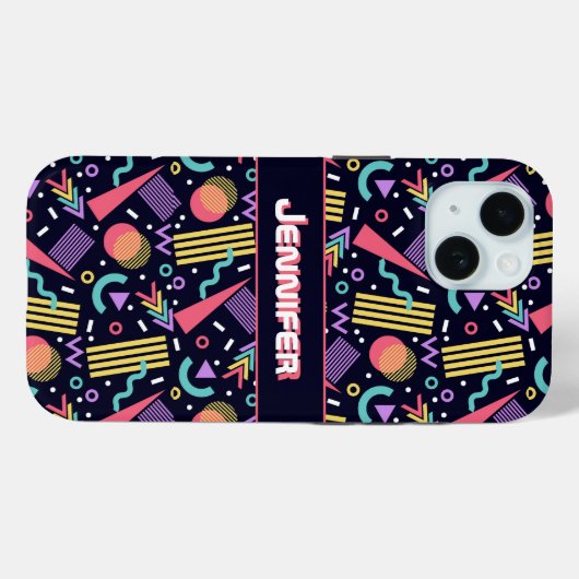 Retro Kleurrijke 90s  Geometrisch Gepersonaliseerd Case-Mate iPhone Case (Achterkant (horizontaal))