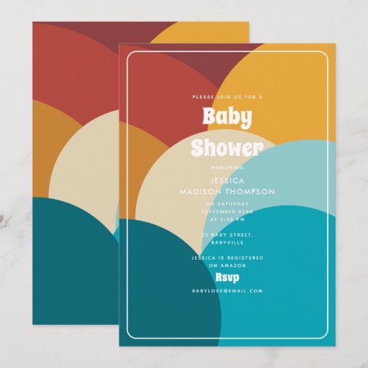 Retro Kleurrijke  Abstract Art Baby shower Kaart (Voorkant / Achterkant)