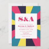 Retro Kleurrijke Abstracte Groovy Bruiloft Kaart (Voorkant)