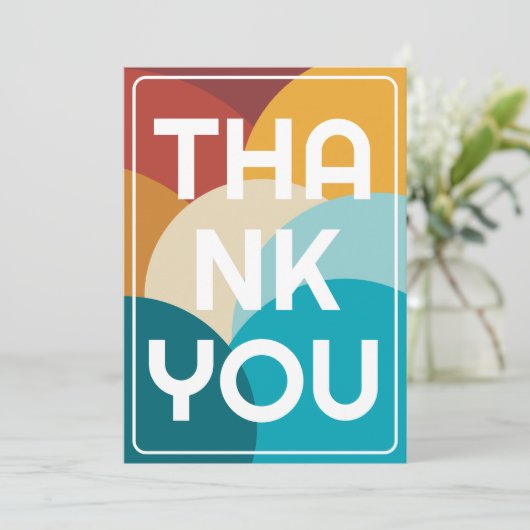 Retro Kleurrijke  Abstracte Kunst Bedankkaart (Staand voorkant)