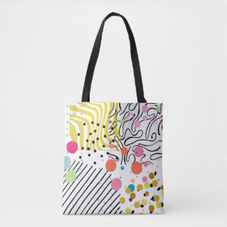 Retro Kleurrijke Abstracte Kunst Polka Dot Tote Bag