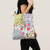 Retro Kleurrijke Abstracte Kunst Polka Dot Tote Bag (Dichtbij)