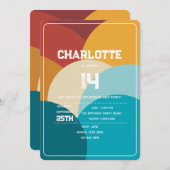 Retro Kleurrijke Abstracte Kunst Verjaardagsfeest Kaart (Voorkant / Achterkant)