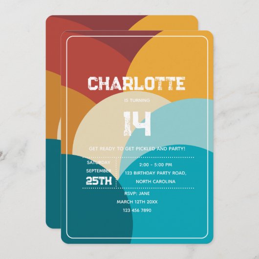 Retro Kleurrijke Abstracte Kunst Verjaardagsfeest Kaart (Voorkant / Achterkant)