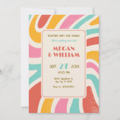 Retro Kleurrijke abstracte naadloze patroonbruilof Kaart (Voorkant)