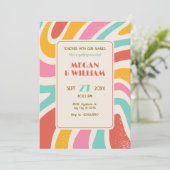 Retro Kleurrijke abstracte naadloze patroonbruilof Kaart (Staand voorkant)