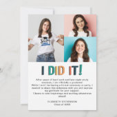 Retro kleurrijke afstudeerfeest 4 foto kaart (Achterkant)