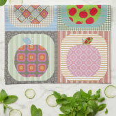 Retro kleurrijke Apple Patchwork Quilt Theedoek (Gevouwen)