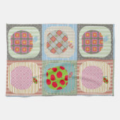 Retro kleurrijke Apple Patchwork Quilt Theedoek (Horizontaal)