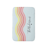 Retro Kleurrijke Blauwe Groovy Lines Beach Sunrise Badmat (Voorkant Verticaal)