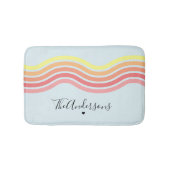 Retro Kleurrijke Blauwe Groovy Lines Beach Sunrise Badmat (Voorkant)