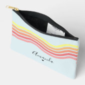 Retro Kleurrijke Blauwe Groovy Lines Beach Sunrise Etui (Open)