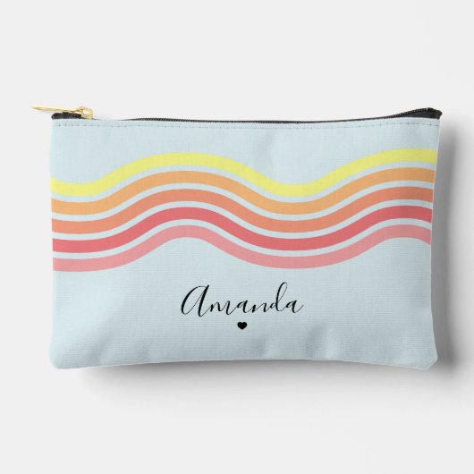Retro Kleurrijke Blauwe Groovy Lines Beach Sunrise Etui (Voorkant)