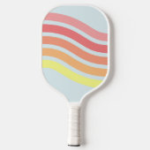 Retro Kleurrijke Blauwe Groovy Lines Beach Sunrise Pickleball Paddle (Achterkant)