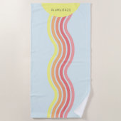 Retro Kleurrijke Blauwe Groovy Lines Beach Sunrise Strandlaken (Voorkant)