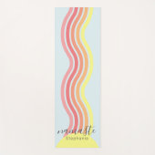 Retro Kleurrijke Blauwe Groovy Lines Beach Sunrise Yogamat (Voorkant)