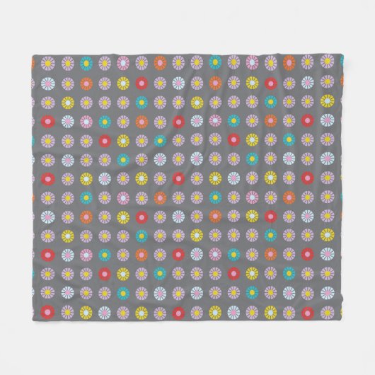 Retro kleurrijke bloem fleece deken (Voorkant (Horizontaal))