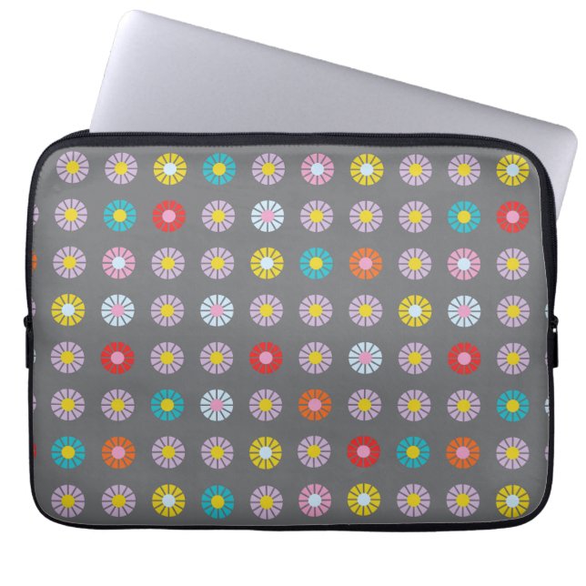 Retro kleurrijke bloem laptop sleeve (Voorkant)