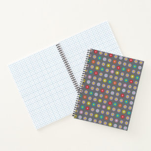 Retro kleurrijke bloem notitieboek