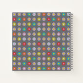 Retro kleurrijke bloem notitieboek (Achterkant)